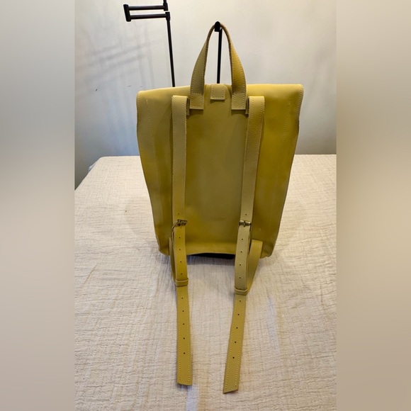 EUC! Yellow Leather Backpack - Picture 6 of 13